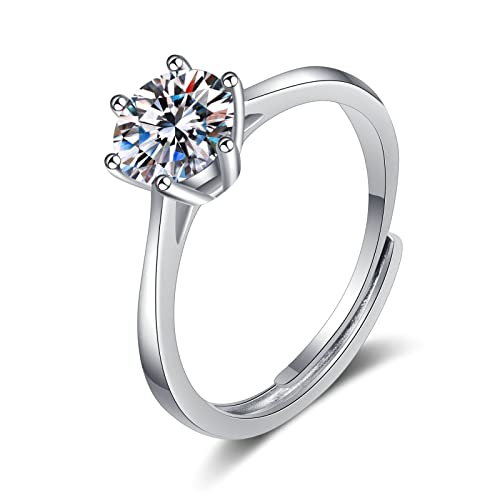 KnBoB Ring für Damen Silber 925 6.5mm Zirkonia Solitär Ringe Modeschmuck Eheringe Größe 57 (18.1) von KnBoB