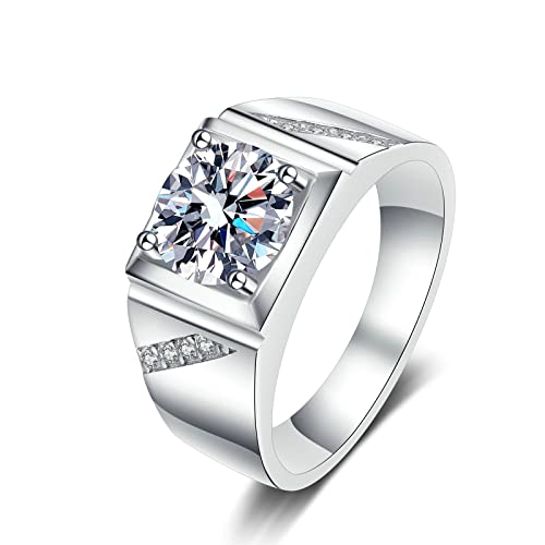 KnBoB Ring für Männer Herren 925 Silber 8mm Zirkonia Schlicht Poliert Ringe Verlobungsring Schmuck Größe 57 (18.1) von KnBoB