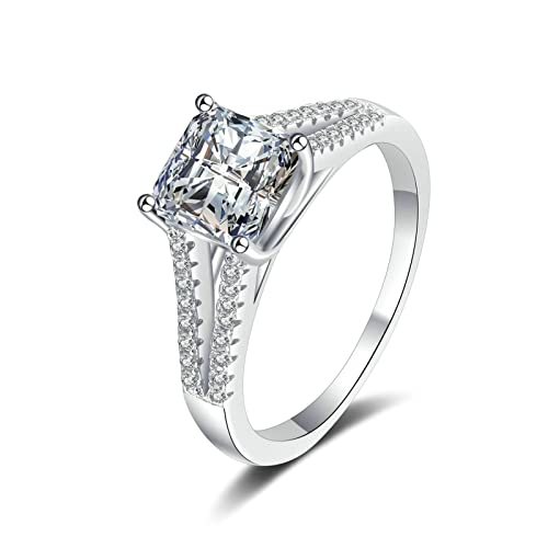 KnBoB Ringe für Verlobung Damen 925 Silber 2ct Moissanit Elegant Trauringe Schmuck Eheringe Größe 57 (18.1) von KnBoB