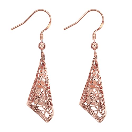 KnBoB Schmuck Ohrringe Stecker, Damen Kupfer Ohrringe Rosegold Muschel Hohl Ohrringe Hängend von KnBoB