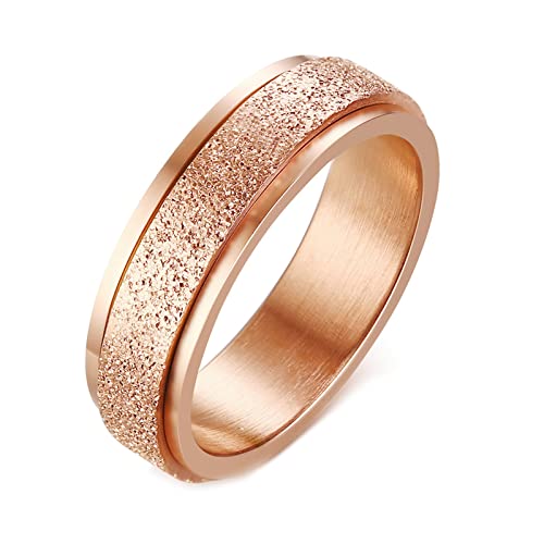 KnBoB Spinner Ringe, 6MM Edelstahl Herren Rosegold Spinner Ring Matt Anxiety Ring Größe 65 (20.7) von KnBoB