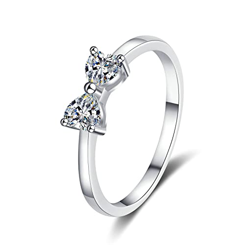 KnBoB Trauringe Hochzeit Damen 925 Silber Ring 0.6ct Moissanit Herz Schmuck Eheringe Größe 57 (18.1) von KnBoB