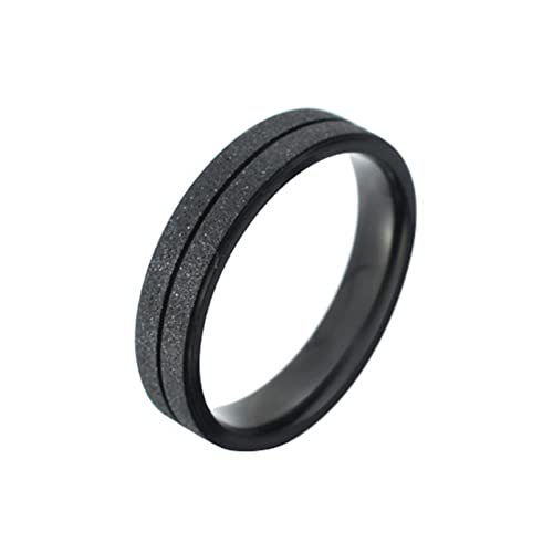 KnBoB Verlobung Ringe, 5MM Titan Ring für Herren und Damen Schwarz Breit Matt Eheringe Hochzeitsringe Größe 60 (19.1) von KnBoB