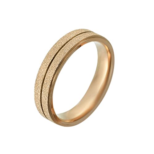 KnBoB Verlobungsringe Hochzeitsringe, 5MM Titan Ring für Herren Damen Gold Breit Matt Eheringe Größe 52 (16.6) von KnBoB