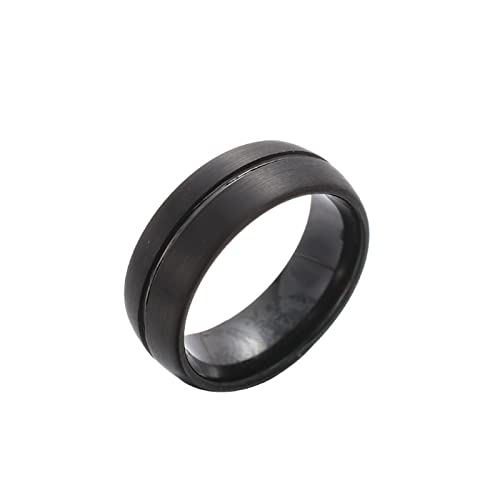 KnBoB Wolfram Ring, 8MM Ring für Herren Schwarz Matt Ring Verlobungsring Größe 57 (18.1) von KnBoB