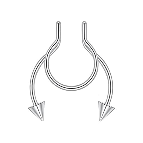 1.2mm Nase Ring, U und Kegel Silber Septum Ring für Frauen in Edelstahl, Ohr Lippe Nase Zunge Augenbrauen Piercing Set, 1stk von KnSam