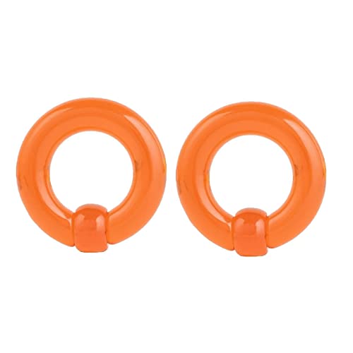 2 Stück Flesh Tunnel Hochzeit Acryl, Orange Piercing Ohrringe Ear Gauges Plugs 5mm Hoop mit Kugel Ohrringe Mädchen Punk für Unisex von KnSam