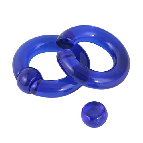 2er Plug Ohr Acryl, Dunkelblau Herren Tunnel Set 5mm Hoop mit Kugel Ohrringe Rock für Unisex von KnSam