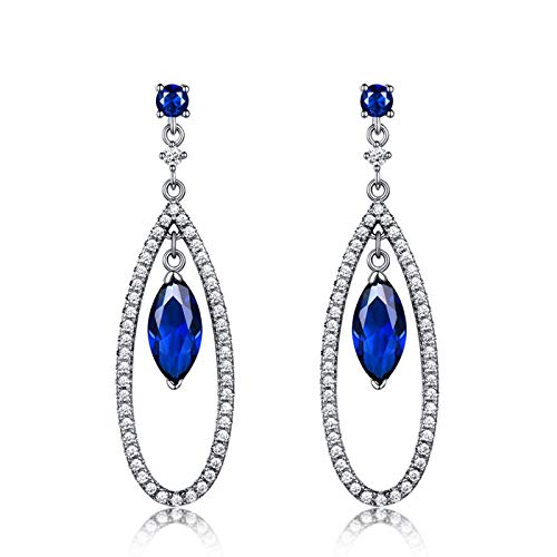 Damen Ohrringe, Silber Ohrringe Mädchen 925 Elegant Hochzeit Ohrhänger Aus 925 Silber Für Damen Frau Mit Erstellt Saphir Blau von KnSam