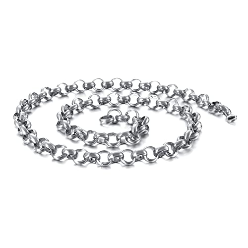 Edelstahl Rolokette 55 cm, Männer Kette Silber Herren Freundschaftsketten Breit 6MM Hip Hop Edelstahl Kette Schmuck von KnSam