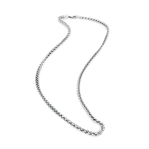 Edelstahl Weizenkette 60 cm, Männer Ketten Silber Herren Metallkette Lang Breit 4MM Kette Edelstahl Schmuck von KnSam