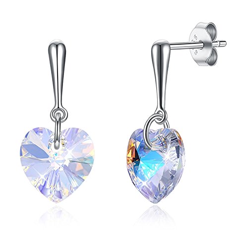 KNSAM 925 Sterlingsilber Damen Ohrringe Herz Ohrhänger Steinchen Kristall von Swarovski Geschenk für Frauen Mutter Modeschmuck von KnSam