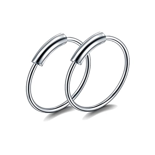 KnSam 0.6MM Nostril Piercing Stecker, Hoop Silber Piercing Nasenring Dünn für Männer Frauen in Edelstahl, Piercing Schmuck Set, 2er von KnSam