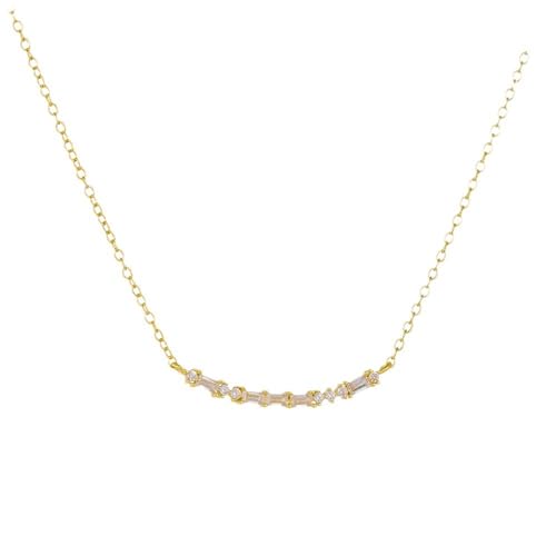 KnSam 14 Karat Au585 Gold Damen Halskette mit Anhänger, Klassiker Anhänger Damenkette mit Moissanit (Rechteckschliff Weiß), 14K Gelbgold Kette Frau Geschenk Echtgold Schmuck, 40+5CM von KnSam