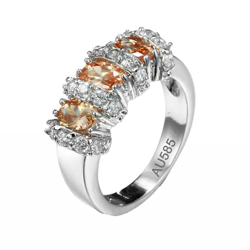 KnSam 14 Karat Au585 Weiß Gold Verlobungsring, Empfindlich Hochzeitsring Orange, 14K Gold Partnerringe mit Moissanit Echt Schmuck, Gr.51 (16.2) von KnSam