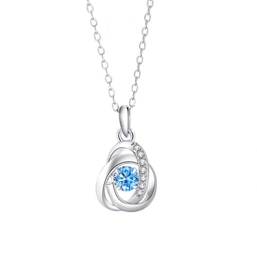 KnSam 14 Karat Weißgold Au585 Halskette Damen Modeschmuck, Möbiusring Anhänger Damenkette mit Topas (Rundschliff Blau), 14K Gold Kette Frauen Echtschmuck, 40+5CM von KnSam
