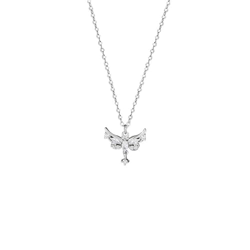 KnSam 14 Karat Weißgold Ketten Damen, Engel Flügel Damenkette Anhänger mit Moissanit (Marquiseschliff Weiß), 14K Gold Frauen Halskette Echt Schmuck, 40+5CM von KnSam