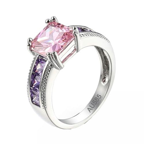 KnSam 14K 585 Weißgold Verlobungsring, Elegant Pärchen Ringe Rosa, Au585 Gold Ring mit Amethyst Echt Goldschmuck, Gr.60 (19.1) von KnSam