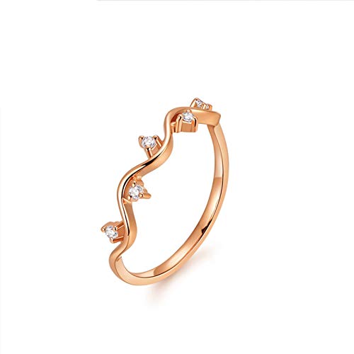 KnSam 18 Karat (750) Rotgold Ring Wellenlinien Diamant Damen Ringe In Rosegold Geeignet Für Alle Arten Von Geschenken Rose Gold von KnSam