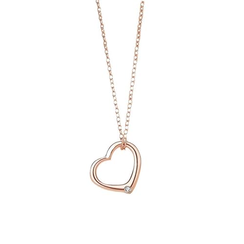 KnSam 18 Karat 750 Rotgold Halskette für Damen, Herz Damenkette Anhänger mit Moissanit (Rundschliff Weiß), Kette Frauen 18K Rosegold Echt Gold Schmuck, 40+5CM von KnSam