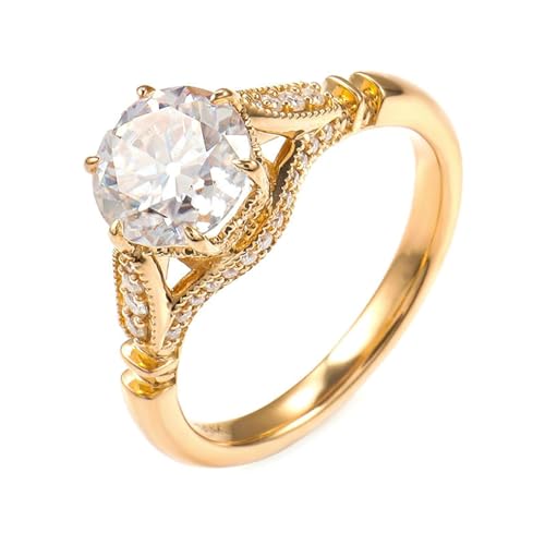 KnSam 18 Karat Gelbgold Au750 Ring, Klassiker Hochzeitsring mit Moissanit 1ct in Ovalschliff, 18K Gold Freundschaftsringe Bandringe Echt Gold Schmuck von KnSam