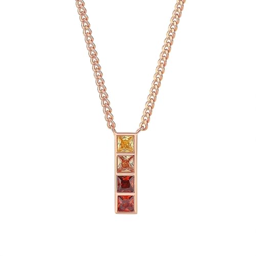 KnSam 18 Karat Rose Gold Halskette Damen, Quadrat Damenkette Anhänger mit Labor Erstellt Rubin (Quadratschliff Rot), Ketten für Frauen 18K Rosegold Echt Gold Schmuck, 40+5CM von KnSam