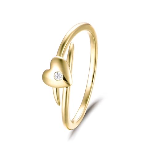KnSam 18K Au750 Gelbgold Ring, Herz Eheringe mit Diamant in Ovalschliff, 750 Gold Hochzeitsband Antragsring Echtschmuck von KnSam