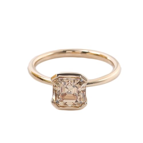 KnSam 18K Au750 Gelbgold Ring, Solitärring Klassiker Pärchen Ringe mit Moissanit 2ct Champagner in Ovalschliff, 750 Gold Trauringe Eheringe Echt Goldschmuck von KnSam