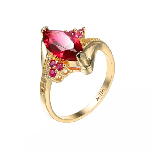 KnSam 18K Gelbgold 750 Trauringe, Labor Erstellt Rubin Vintage Bandringe Antragsring Rose Rot, Au750 Gold Pärchen Ringe Partnerringe mit Moissanit Echter Schmuck, Gr.60 (19.1) von KnSam