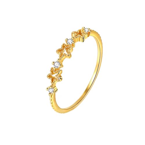 KnSam 18K Gelbgold Ring, Hohl Stern Verlobungsring mit Diamant in Ovalschliff, Au 750 Trauringe Echte Goldschmuck von KnSam