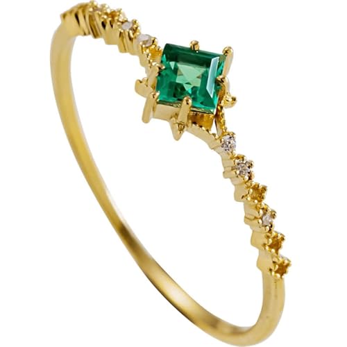 KnSam 18K Gold Verlobungsring, Freundschaftsringe Klassiker mit Labor Erstellt Smaragd Grün Quadratschliff, Au 750 Solitärring mit Moissanit Echt Goldschmuck, Gold, 62 (19.7) von KnSam
