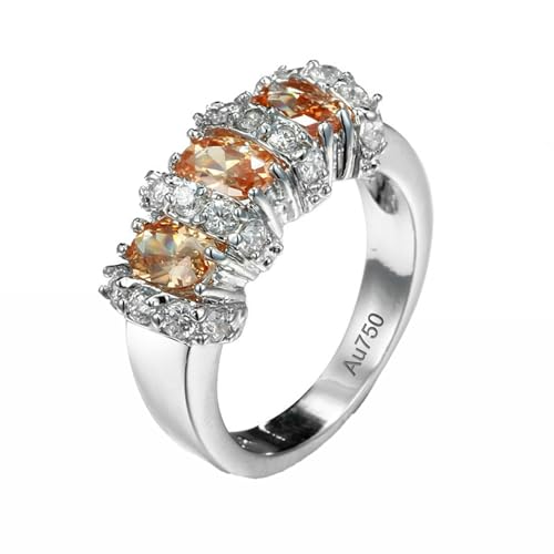 KnSam 18K Weiß Gold Antragsring, Citrin Empfindlich Partnerringe Verlobungsring Orange, Au750 Gold Partnerringe Pärchen Ringe mit Moissanit Echtschmuck, Gr.67 (21.3) von KnSam