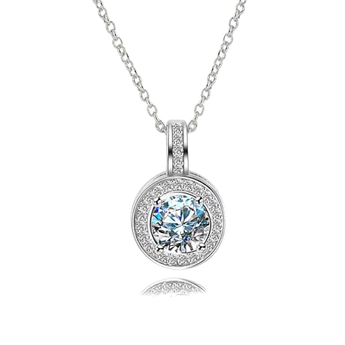 KnSam 18K Weißgold Damen Kette Hochzeit Echtgold Schmuck, Halskette Frauen Klassiker mit Labor Erstellt Diamant, Au750 Gold Damenkette, Silber, 45+5cm KnSam 18K Weißgold Damen Kette Hochzeit Echtgold Schmuck, Halskette Frauen Klassiker mit Labor Erstellt Diamant, Au750 Gold Damenkette, Silber, 45+5cm von KnSam