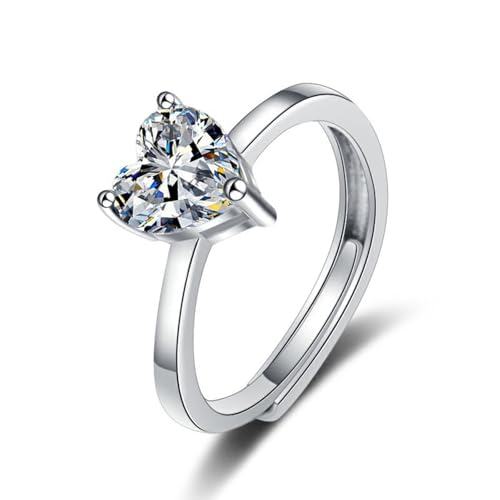 KnSam 18K Weißgold Hochzeitsring Echtgold Schmuck, Hochzeitsband Herz mit Moissanit Herzschliff, Au750 Gold Partnerringe, Silber, 54 (17.2) von KnSam
