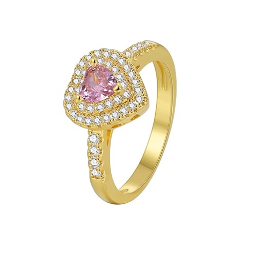 KnSam 375 Gelbgold Freundschaftsringe Echt Gold, Herz Partnerringe mit Morganit (Herzschliff Rose), Ring 9K Gold, Gr.53 (16.9) von KnSam