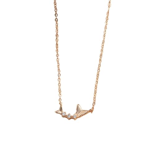KnSam 750 Rosegold Damen Halskette Modeschmuck Echt Gold Schmuck, Schmetterling Anhänger Damenkette mit Moissanit (Rundschliff Weiß), Kette Frauen 18K Gold, 40+5CM von KnSam