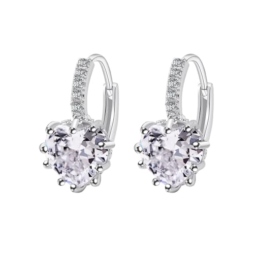 KnSam 750 Weißgold Ohrringe Echt Goldschmuck, Creolen Hoop Creole Herz mit Moissanit Herzschliff, 18K Ohrringe Vintage, Silber von KnSam