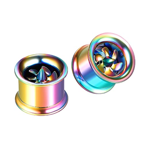 KnSam 8mm Ohr Plug Männer 2er Set, Bunt Ohrringe mit Bunt Windmühle Ear Tunnel Set, Edelstahl Tunnel Piercing-Schmuck von KnSam