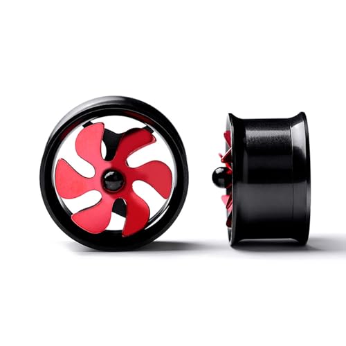 KnSam 8mm Ohr Plug Männer 2er Set, Schwarz Ohrringe mit Rot Windmühle Ohring Tunnel, Edelstahl Tunnel Piercing-Schmuck von KnSam