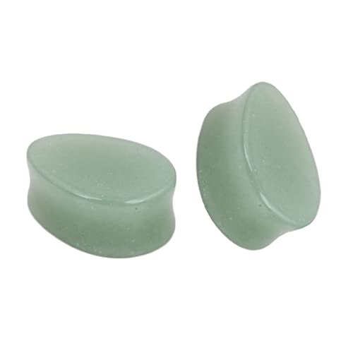 KnSam 8mmx12.5mm Tunnel Damen 2er Set, Hellgrün Ohrringe Träne Ohr Plug Vintage, Jade Tunnel Piercing-Schmuck von KnSam