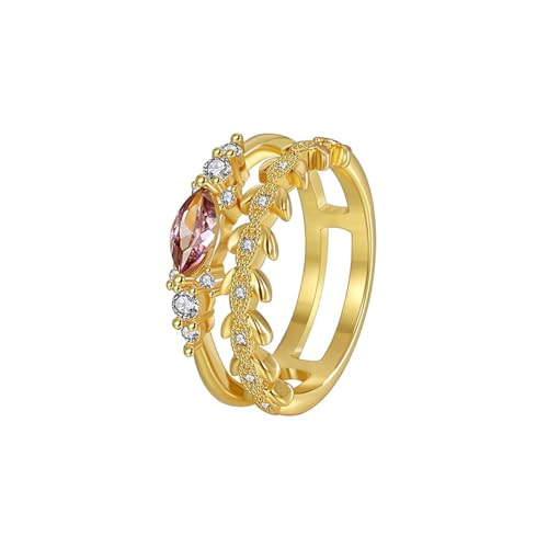 KnSam 9 Karat Gold Eheringe, Zweireihig Verlobungsring mit Amethyst (Marquiseschliff Lila), Hochzeitsring Au 375 Echter Schmuck, Gr.57 (18.1) von KnSam