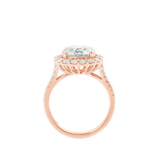 KnSam 9 Karat Rosegold Au375 Ring, Blumen Verlobungsring mit Moissanit in Ovalschliff, 375 Gold Hochzeitsring Freundschaftsringe Echtgold Schmuck von KnSam