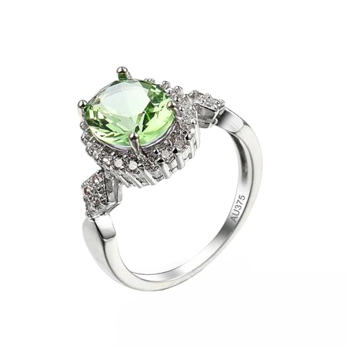 KnSam 9 Karat Weißgold Verlobungsring, Peridot 4 Klauen Hochzeitsring Hochzeitsband Grün, Bandringe Eheringe 9K Gold mit Moissanit Echtgold Schmuck, Gr.65 (20.7) von KnSam