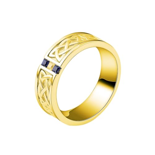 KnSam 9K 375 Gold Ring, Celtic Knot Partnerringe mit Moissanit in Ovalschliff, Gelbgold Au375 Freundschaftsringe Hochzeitsring Echt Schmuck von KnSam