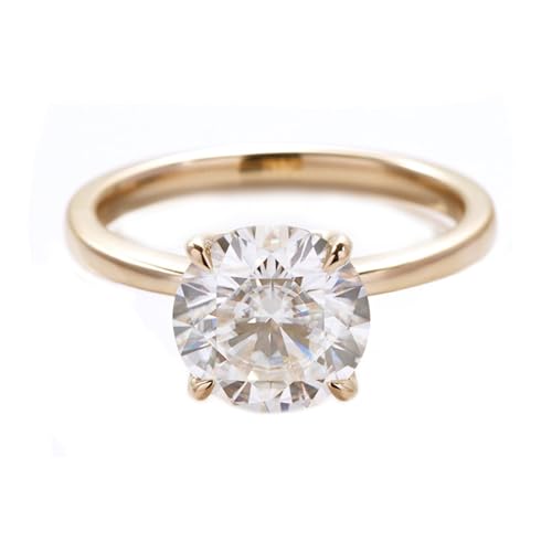 KnSam 9K Gelbgold Ring, Solitärring Partnerringe mit Moissanit 1.2ct in Ovalschliff, Au 375 Hochzeitsring Freundschaftsringe Echtgold Schmuck von KnSam