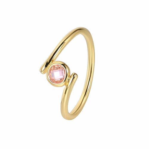 KnSam 9K Gelbgold Verlobungsring, Solitär Klassiker Partnerringe mit Morganit (Rundschliff Rose), Pärchen Ringe Au 375 Echte Goldschmuck, Gr.49 (15.6) von KnSam