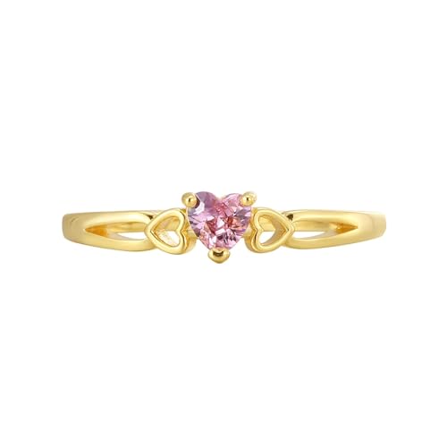 KnSam 9K Gold 375 Trauringe, Herz Freundschaftsringe mit Labor Erstellt Morganit (Herzschliff Rose), Gelbgold Au375 Pärchen Ringe Echt Goldschmuck, Gr.51 (16.2) von KnSam