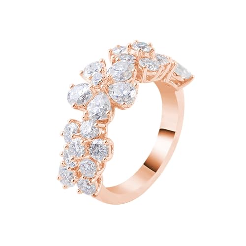 KnSam 9K Rosegold 375 Ring, Blumen Antragsring mit Moissanit 1ct in Rundschliff, Au375 Rosegold Partnerringe Freundschaftsringe Echtgold Schmuck von KnSam