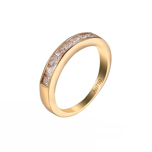 KnSam Antragsring Gold 18K Au750, Moissanit Klassisch Simple Ring Hochzeitsband Pärchen Ringe, Gelbgold 750 Hochzeitsring Freundschaftsringe Echtschmuck, Gr.47 (15.0) von KnSam