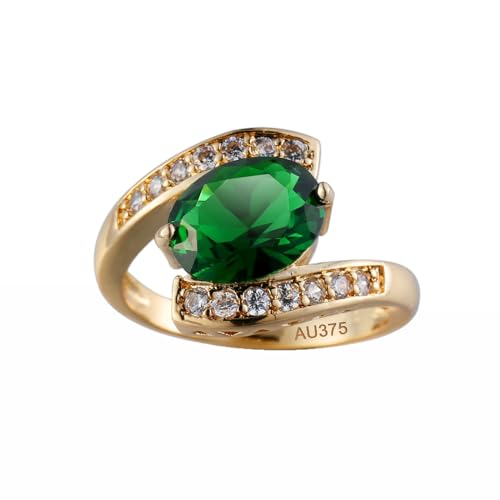 KnSam Antragsring Weiß Gold 375 9 Karat, Klassiker Hochzeitsring Trauringe mit Peridot Grün, Eheringe Trauringe 9K Gold mit Moissanit Echt Gold, Gr.69 (22.0) von KnSam